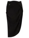 JACQUEMUS BLACK SLIM FIT HIGH-WAISTED SKIRT WITH ASYMMETRIC SHAPE AND DRAPED WAIST