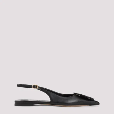 JACQUEMUS BLACK LEATHER BALLET FLATS