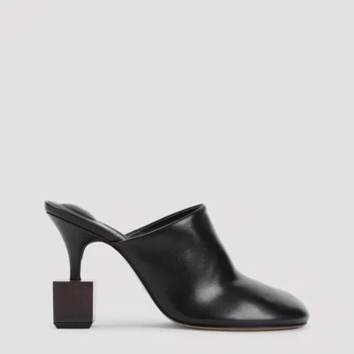 JACQUEMUS BLACK LEATHER MULES