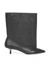Jacquemus Women Black Smooth Leather Wide The Tourni Boots In Black