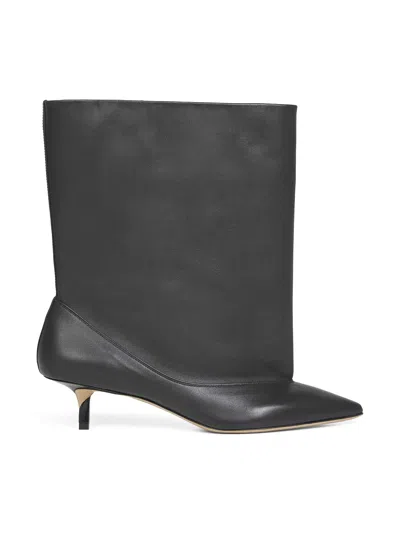 JACQUEMUS BLACK SMOOTH LEATHER WIDE THE TOURNI BOOTS