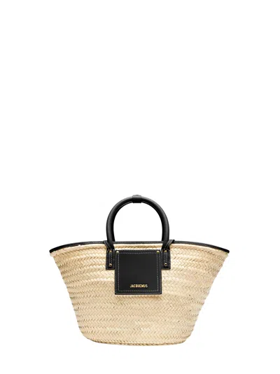 Jacquemus Black Soli Basket Beach Basket Bag In Neutral