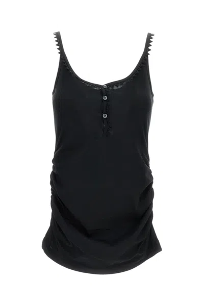 Jacquemus Black Solid Scoop Neck Top