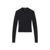 Jacquemus Cropped Long-sleeved T-shirt With Grosgrain Logo Detail In Black
