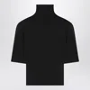 Jacquemus High-neck Cropped Top With Padded-shoulders In Black