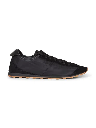 JACQUEMUS BLACK SUEDE AND NYLON TENNIS SNEAKERS