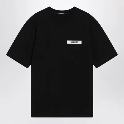 Jacquemus Black T-shirt With Gros Grain Logo