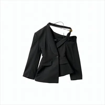 Jacquemus Black Tailored Suit Jacket With Structured Shoulders In White