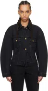 Jacquemus La Veste De Nimes Black Jacket With Rear Belt In Denim Woman In 990 Black