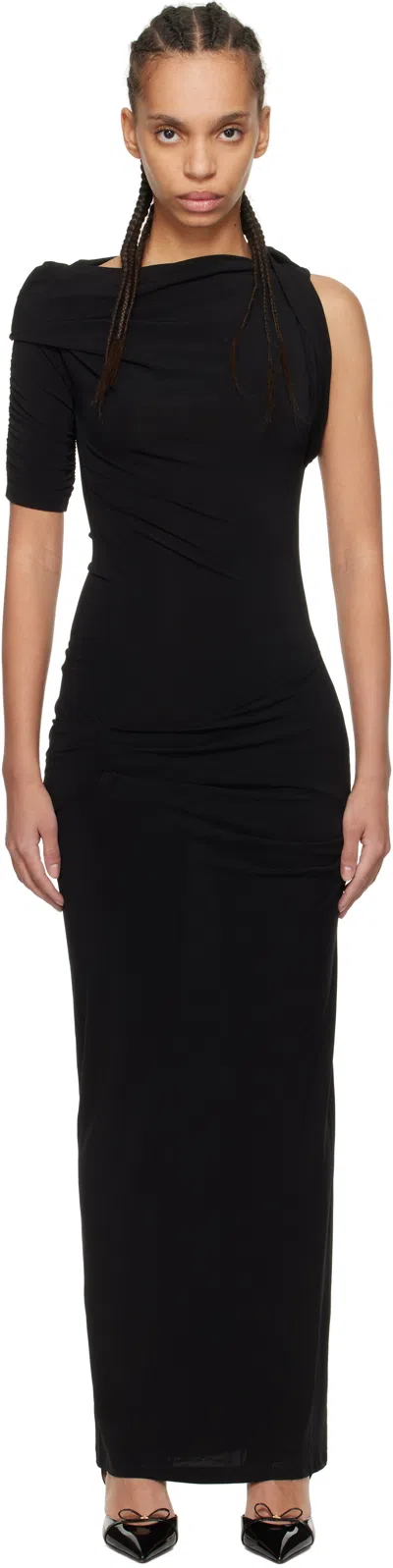 JACQUEMUS BLACK 'THE DRAPEADO' MIDI DRESS