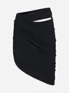 Jacquemus La Mini Jupe Drapeado Jersey Skirt In Black
