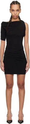 Jacquemus Drapeado Stretch Viscose Dress In 990 Black