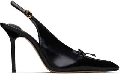 Jacquemus 100mm Les Cubisto H Leather Slingbacks In Black