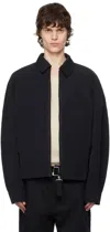 Jacquemus Black Zip-up Jacket With Tonal Logo Embroidery In Polyamide Man In 990 Black