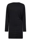 Jacquemus Black La Robe Mistral Crew Neck Dress With Long Sleeves And Open Back In Viscose Blend Women In Black