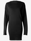 Jacquemus Black La Robe Mistral Crew Neck Dress With Long Sleeves And Open Back In Viscose Blend Women In Black