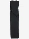 Jacquemus La Robe Peplo Black Long Dress With Square Neck And Cut-out Detail On The Side In Viscose Blend Woma In Black