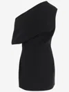 Jacquemus Pesce Draped One-shoulder Mini Dress In Black
