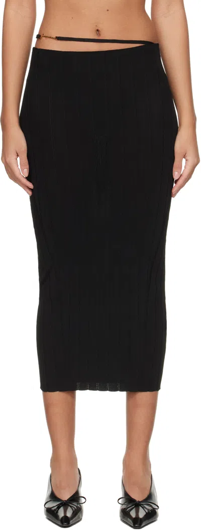 JACQUEMUS BLACK 'THE PRALÙ' MIDI SKIRT