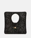 Jacquemus Carre Spiaggia Embellished Braided Raffia Tote In Black