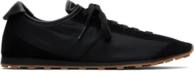 Jacquemus Smooth Suede-textured Sneakers With Contrasting Rubber Sole In Black