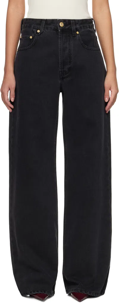 Jacquemus Black 'the Wide De-nîmes' Jeans In 990 Black