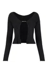 JACQUEMUS BLACK WIDE NECKLINE RIBBED LONG SLEEVE TOP FOR WOMEN