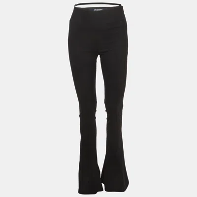 Pre-owned Jacquemus Black Wool Blend Le Pantalon Tangelo Flared Trousers Xs