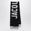 Jacquemus Black Wool Scarf With Logo In Black