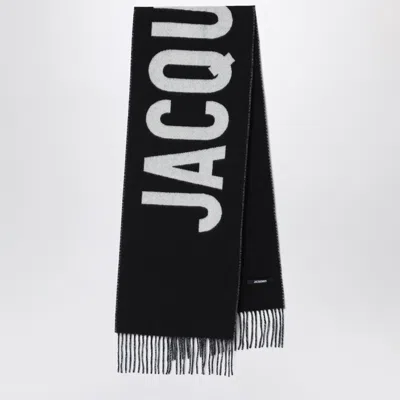 JACQUEMUS JACQUEMUS BLACK WOOL SCARF WITH LOGO