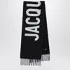 Jacquemus Black Wool Scarf With Logo In Black