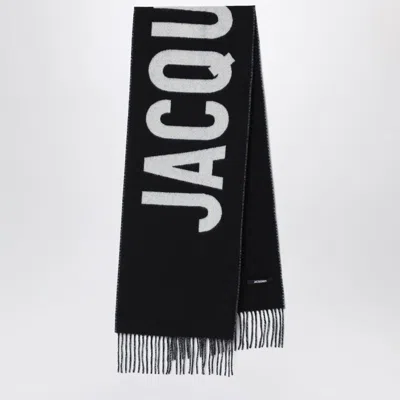 Jacquemus Black Wool Scarf With Logo