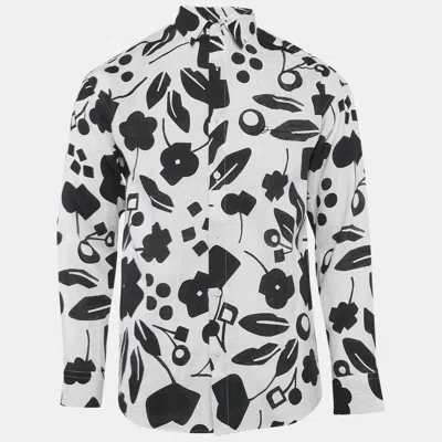 Pre-owned Jacquemus Black/white Floral Print Linen La Chemise Simon Shirt Xs