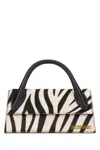 Jacquemus Black And White Zebra Le Chiquito Long Small Leather Top-handle Bag In Blackwhite