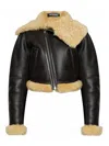Jacquemus Lamb Shearling Aviator Jacket In Black
