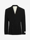 Jacquemus Double-breasted Jacket Featuring Shoulder Pads In Black