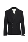 Jacquemus Double-breasted Jacket Featuring Shoulder Pads In Black