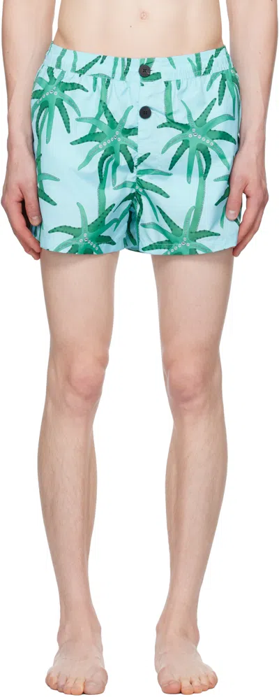 JACQUEMUS BLUE & GREEN LA CROISIÈRE 'THE PUNTINI' SWIM SHORTS