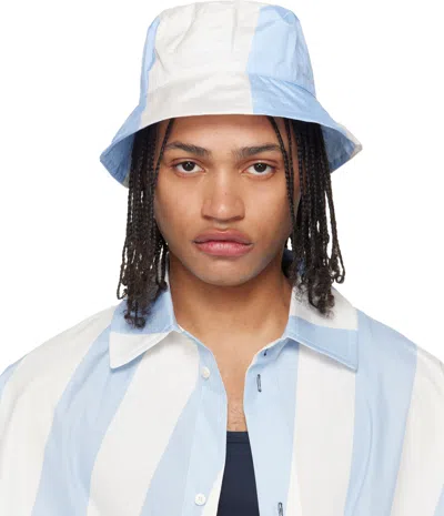 Jacquemus Men & Apos;s Bicolor Logo Nylon Bucket Hat In Orange