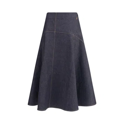 JACQUEMUS JACQUEMUS BLUE COTTON MIDI WOMEN'S SKIRT