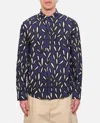 Jacquemus 'la Chemise Jean' Blue Shirt With Spread Collar And All-over Logo Motif In Blue