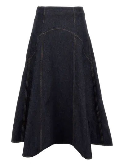 Jacquemus Blue 'de-nîmes Triangle' Denim Flared Skirt