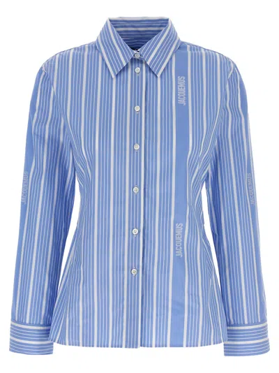 Jacquemus Blue Embroidered Logo Shirt