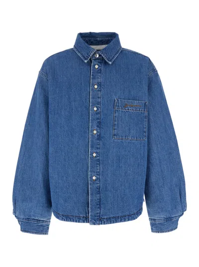 Jacquemus Blue Embroidered Logo Shirt Jacket