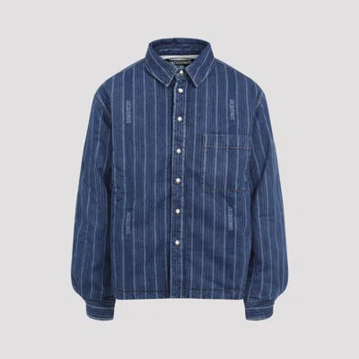 JACQUEMUS BLUE EMBROIDERED LOGO SHIT