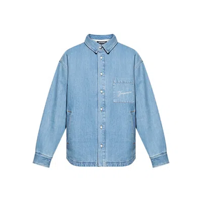 Jacquemus La Chemise De-nimes Simon With Embroidered Logo In Blue