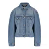 Jacquemus Belted Denim Jacket In Blue