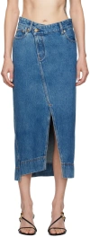 Jacquemus La Jupe De-nimes Denim Midi Skirt In 33c Blue/tabac