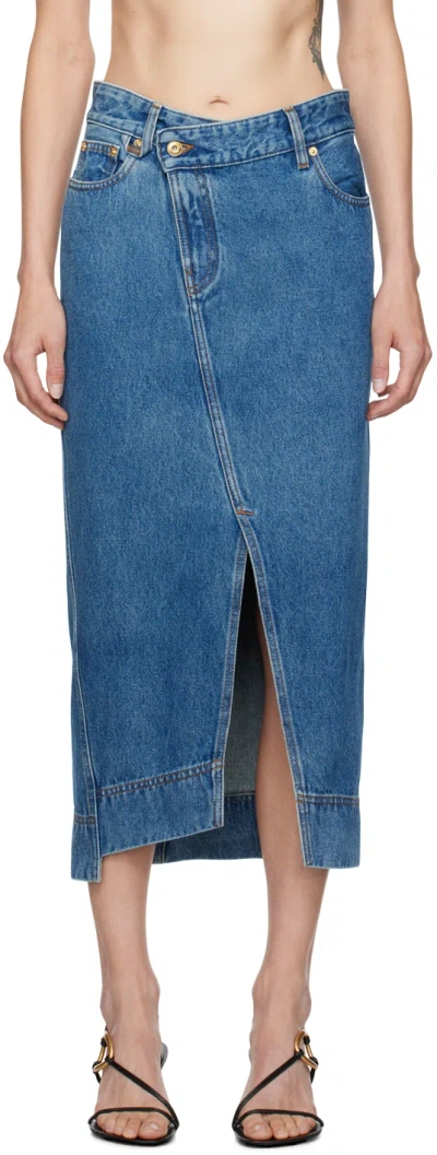 Jacquemus La Jupe De Nimes Asymmetric Denim Midi Skirt In Blue