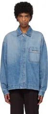 Jacquemus La Chemise Logo-embroidered Denim Shirt In 33c Blue/tabac